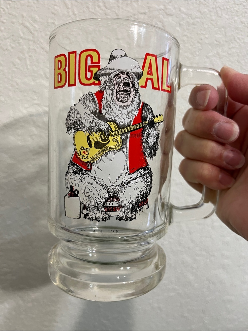 Vintage '70s Walt Disney Country Bear Jamboree Big Al Guitar 6" Glass Mug/Stein